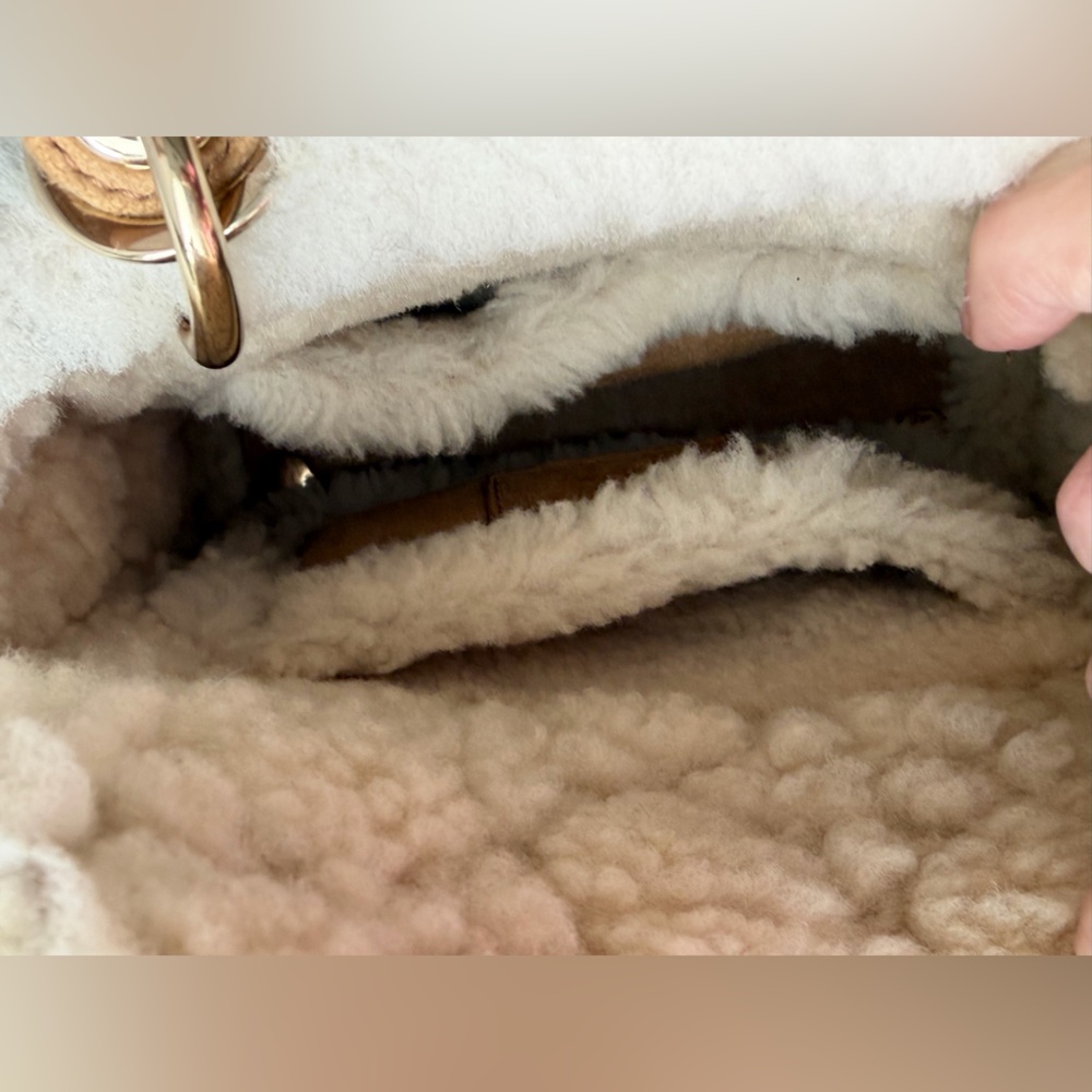 Christian Dior Lady Dior Mini Shearling Cannage Suede Bag Ecru w/ Gold Hardware - Picture 10 of 16